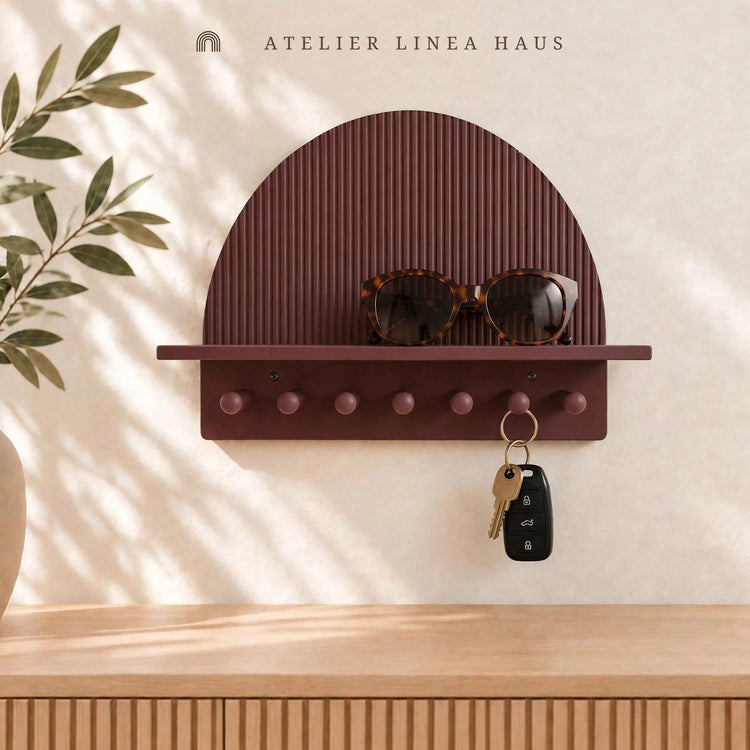 Arch Key Holder with Shelf (fluted)