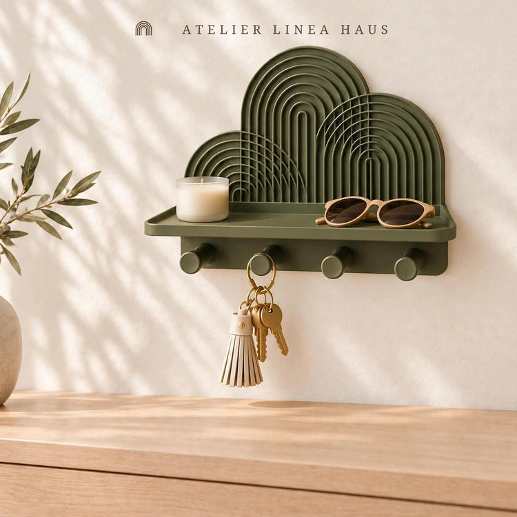 Arch Wall Key Holder with Shelf (double arch)