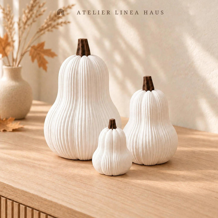 Ribbed Pumpkin Set of 3 (Butternut)