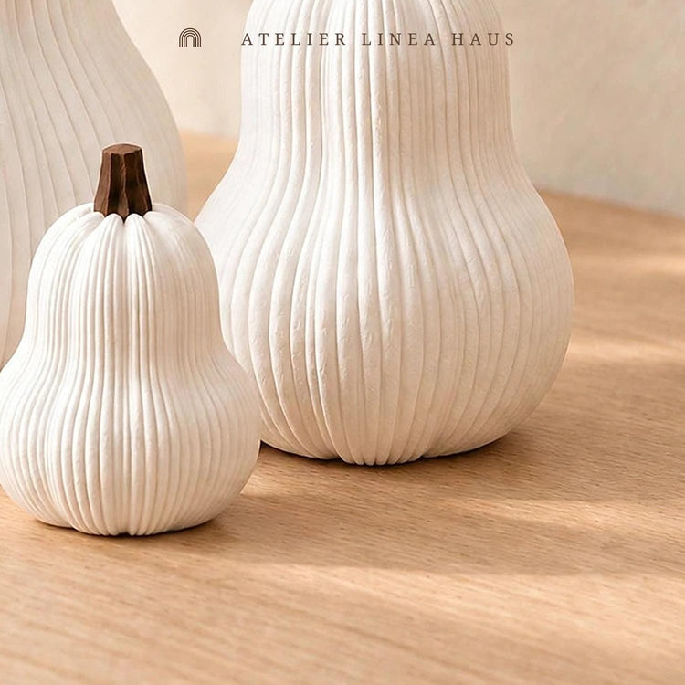 Ribbed Pumpkin Set of 3 (Butternut)