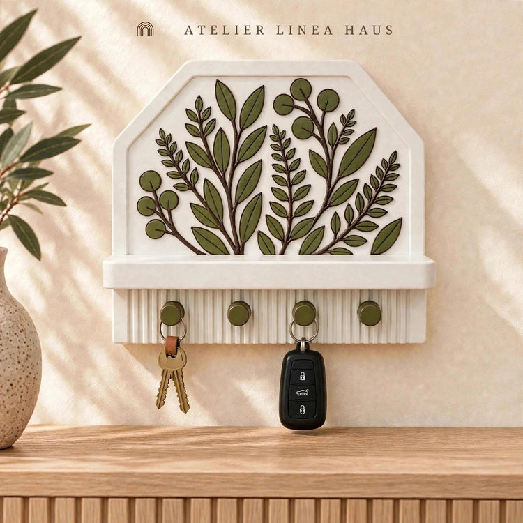 Botanical Key Holder with Shelf